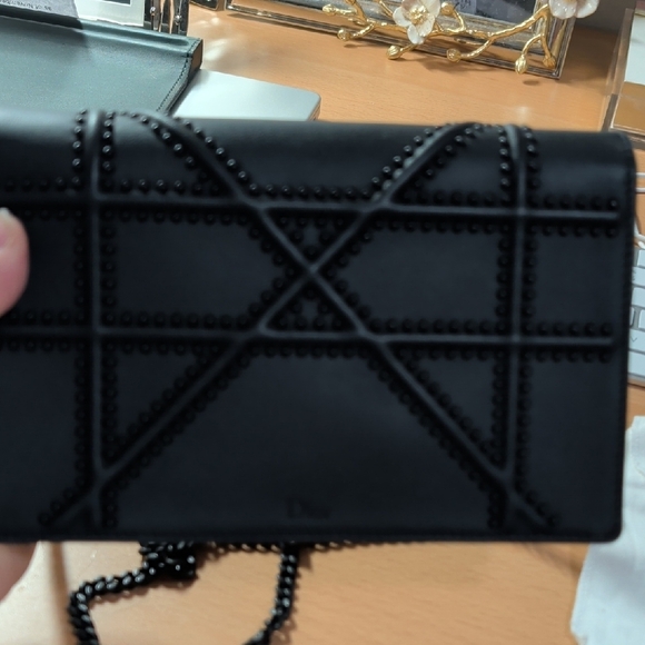 Dior Ultra Matte Leather Diorama Black Studded Women's Bag - Picture 7 of 8